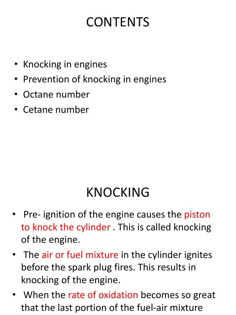 5Knocking, Octane Cetane Numbers PDF Internal Combustion Engine