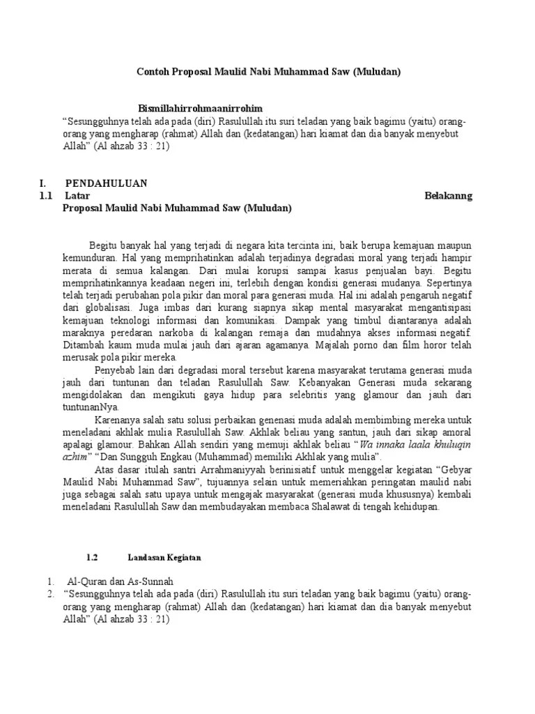Contoh Proposal Kegiatan Peringatan Maulid Nabi Muhammad Saw 2 | PDF