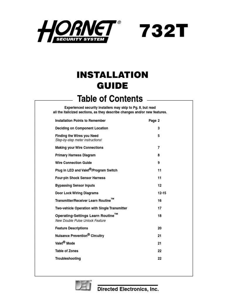 Hornet 732t Install | PDF | Switch | Ignition System