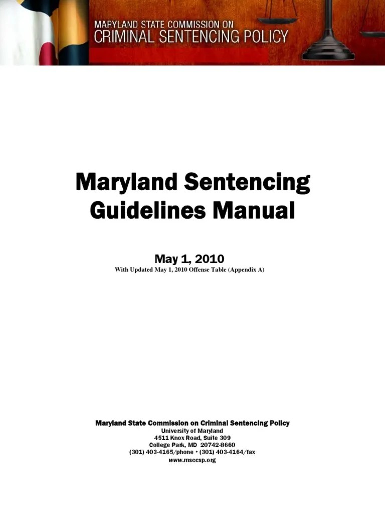 MD Sentencing Guidelines United States Federal Sentencing Guidelines