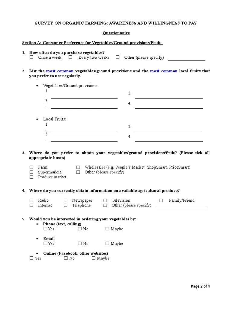 Organic Farming Questionnaire.24 Organic Foods Organic Farming