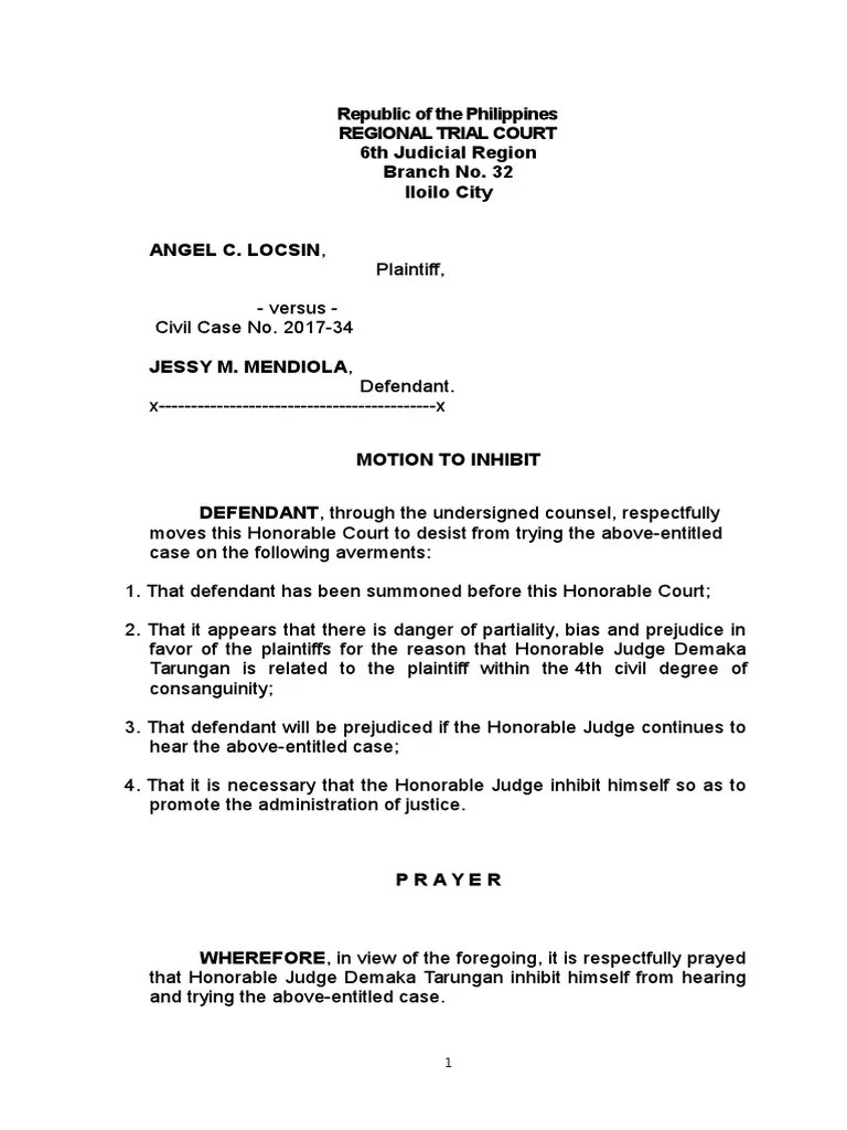 Motion To Inhibit PDF Complaint Prejudice (Legal Term)