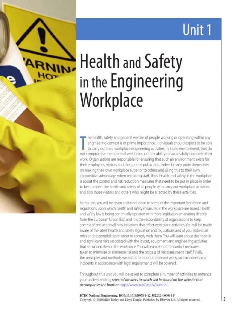 Health and Safety in The Engineering Workplace PDF Occupational
