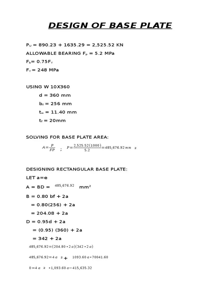 Base Plate, Pedestal and Footing PDF Solid Mechanics Civil