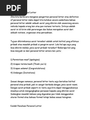 Personal Letter | PDF