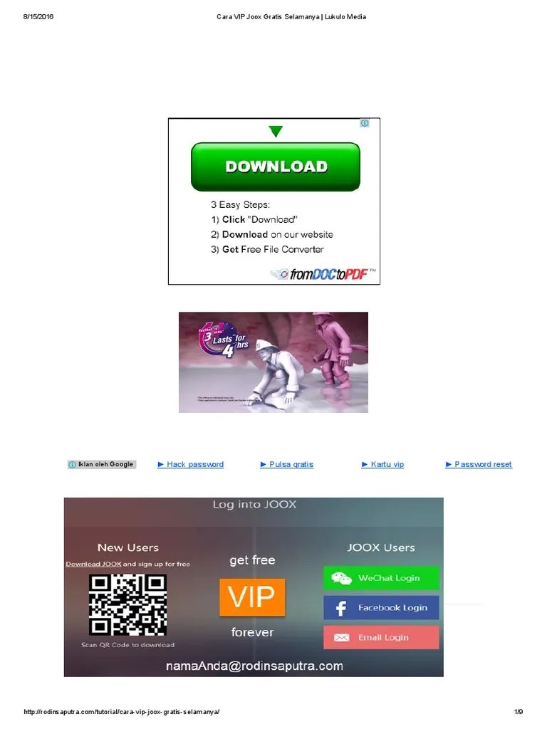Cara VIP Joox Gratis Selamanya _ Lukulo Media