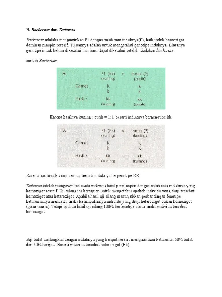 Backcross Dan Testcross | PDF