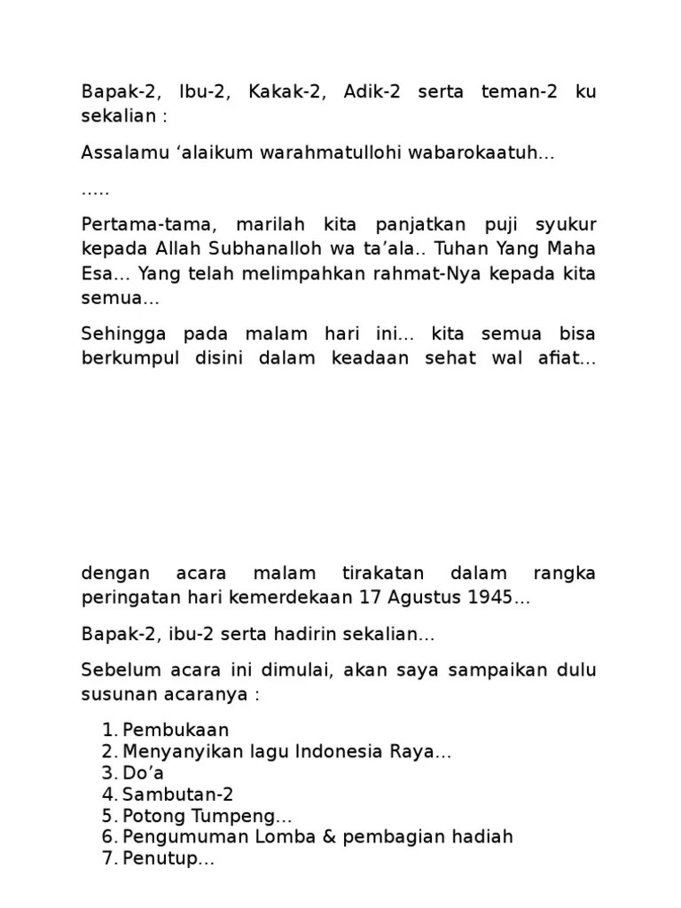 Susunan Acara Malam 17 Agustus 2015