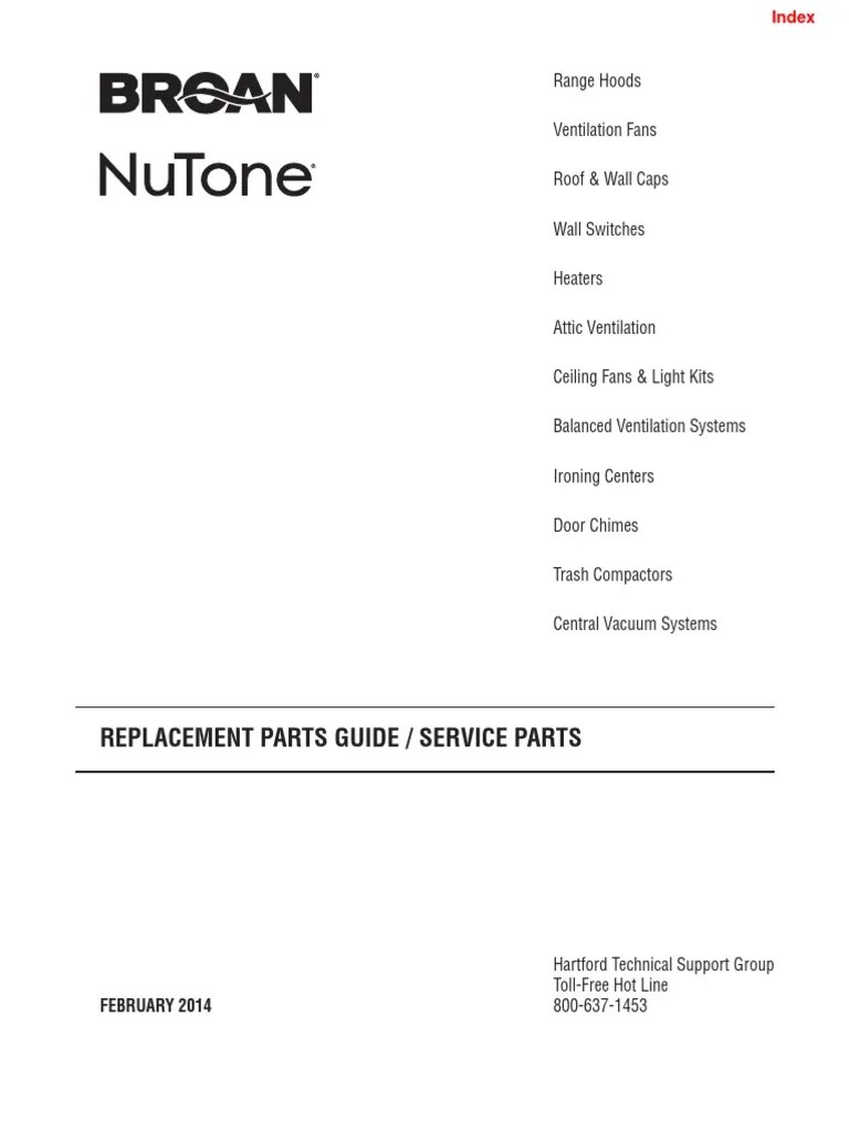 Broan Replacement Parts Guide PDF PDF Manufactured Goods Motor