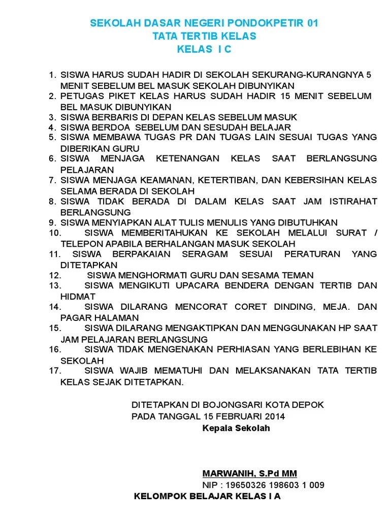 Tata Tertib Kelas | PDF