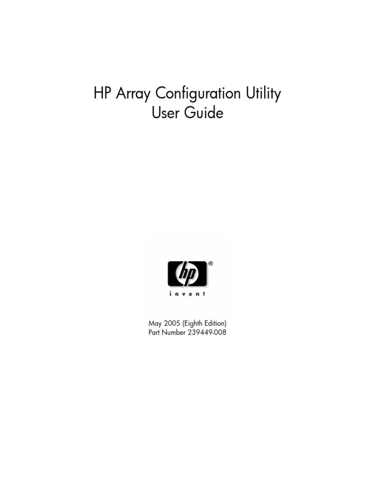 HP Array Configuration Utility User Guide PDF | PDF | Command Line