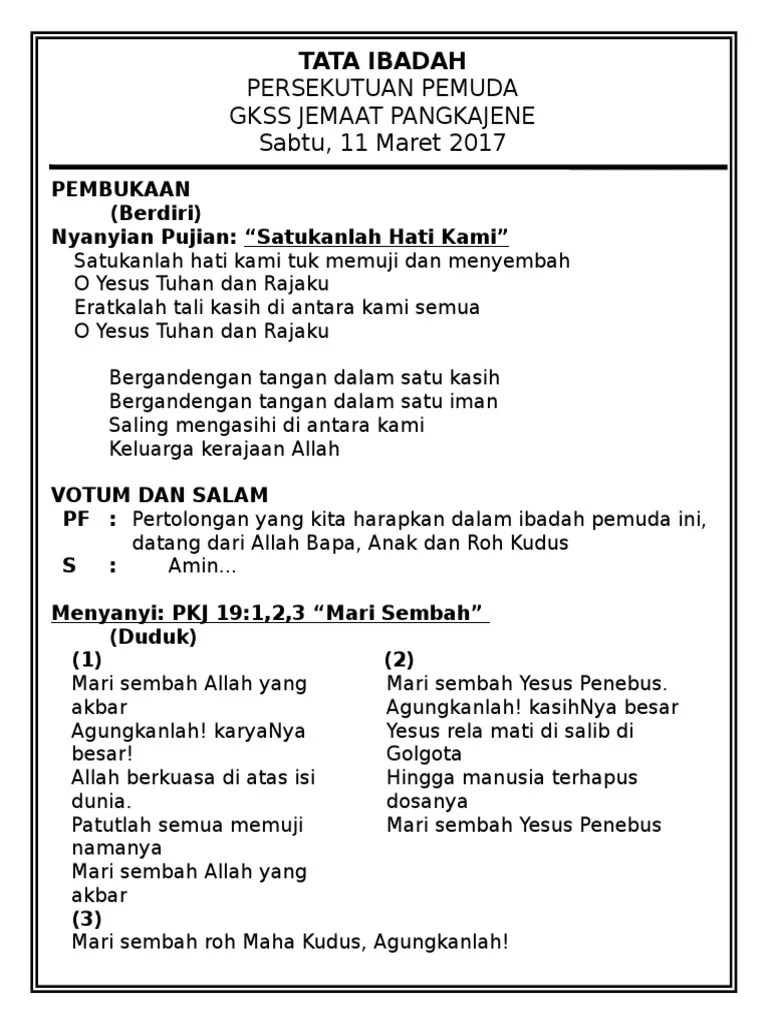 Tata Ibadah Pemuda Gkss Pangkajene | PDF