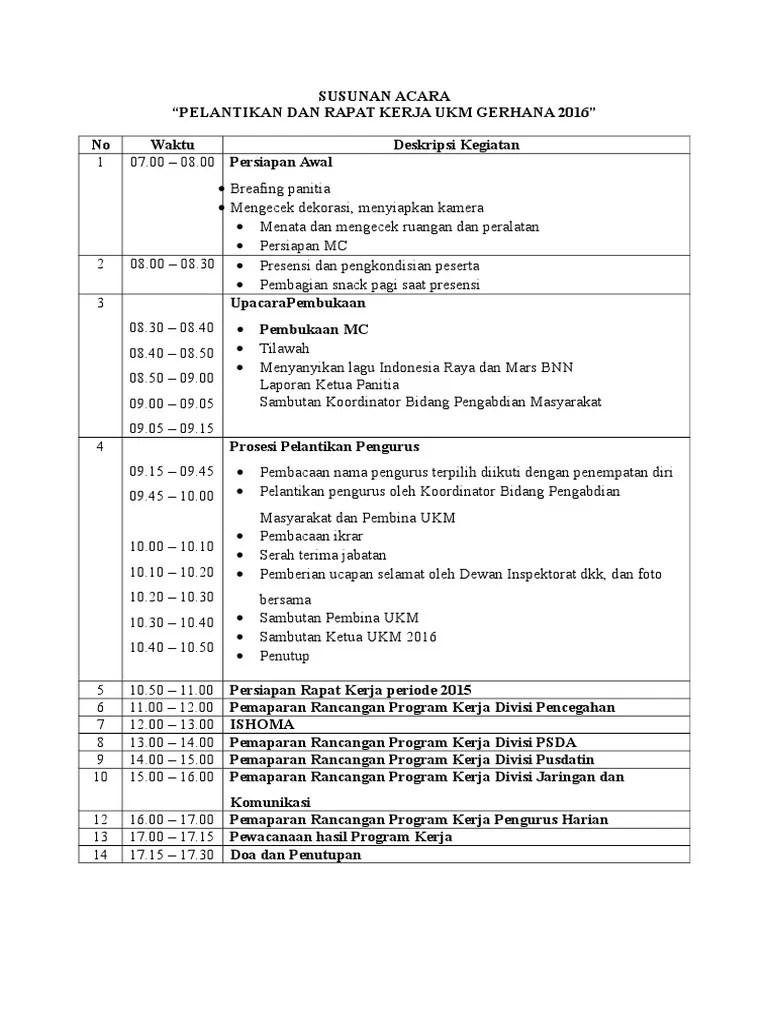 Susunan Acara Raker 2015 | PDF