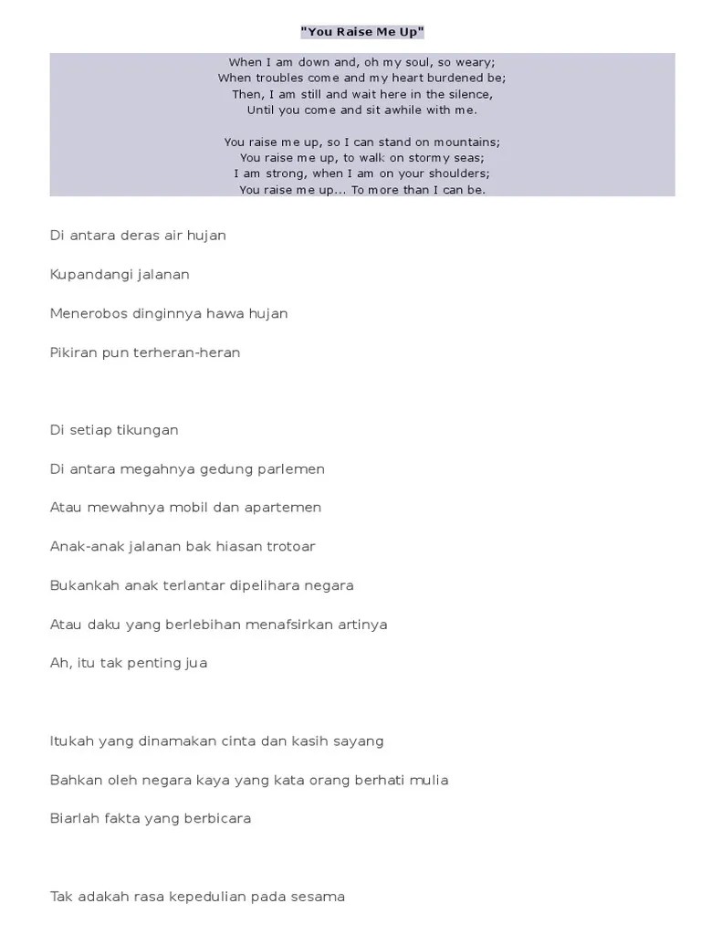 You Raise Me Up Versi Indonesia – Rasanya