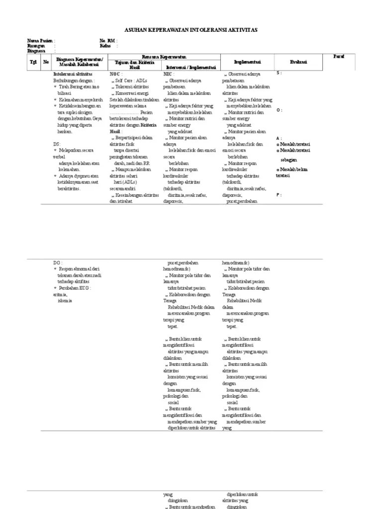 Asuhan Keperawatan Intoleransi Aktivitas