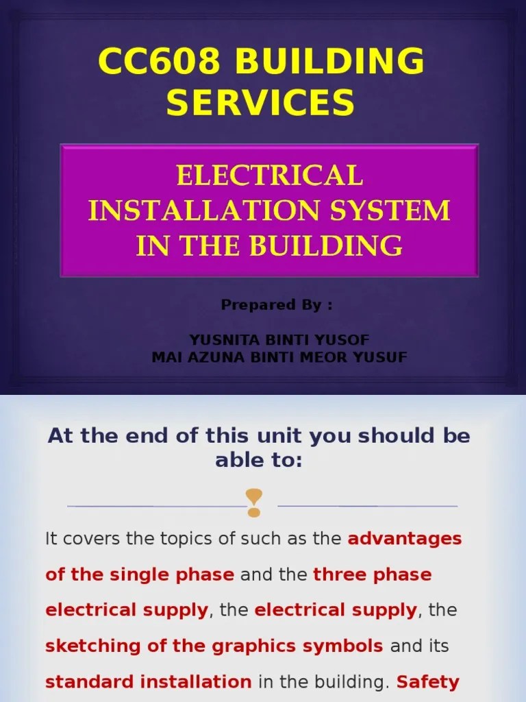Topic 1 Electrical Installation System in The Building | PDF