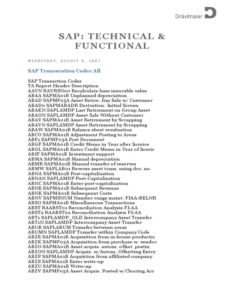 SAPtransactions and Corresponding ABAP Programs PDF Debits And