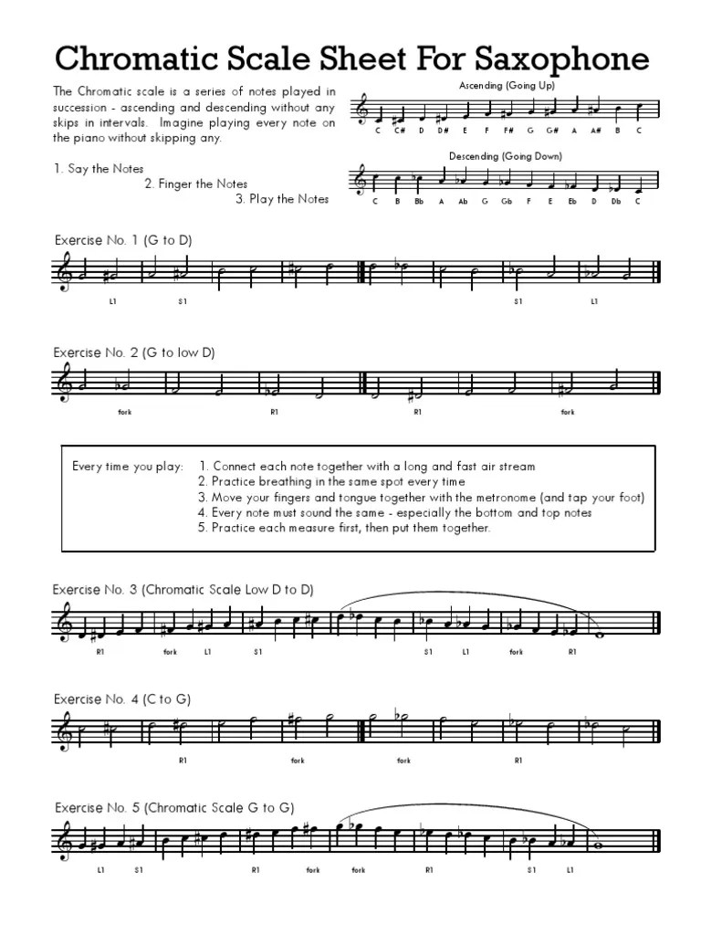 Saxophone Chromatic Scale Exercises Scale (Music) Melody