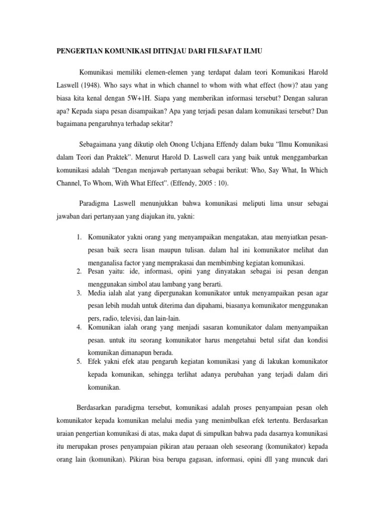 FILSAFAT ILMU KOMUNIKASI 5W+1H