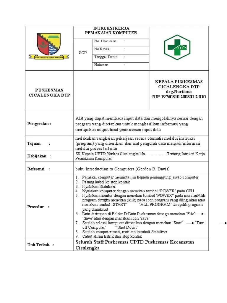 Sop Intruksi Kerja
