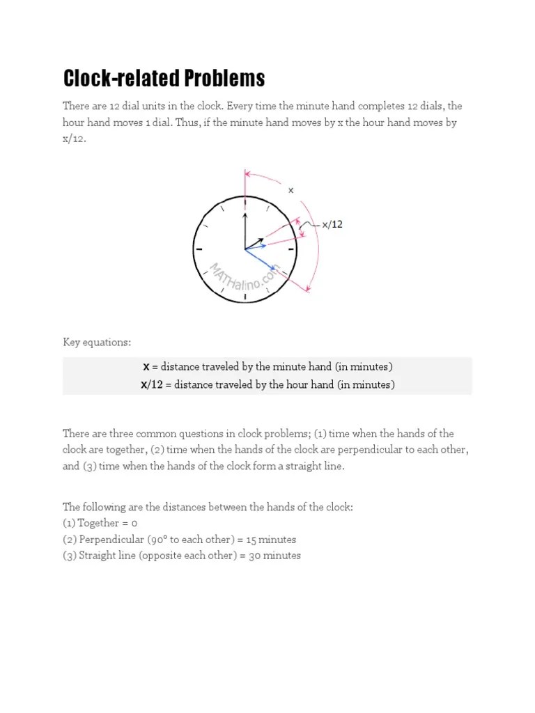 Clock Problems PDF Clock Time