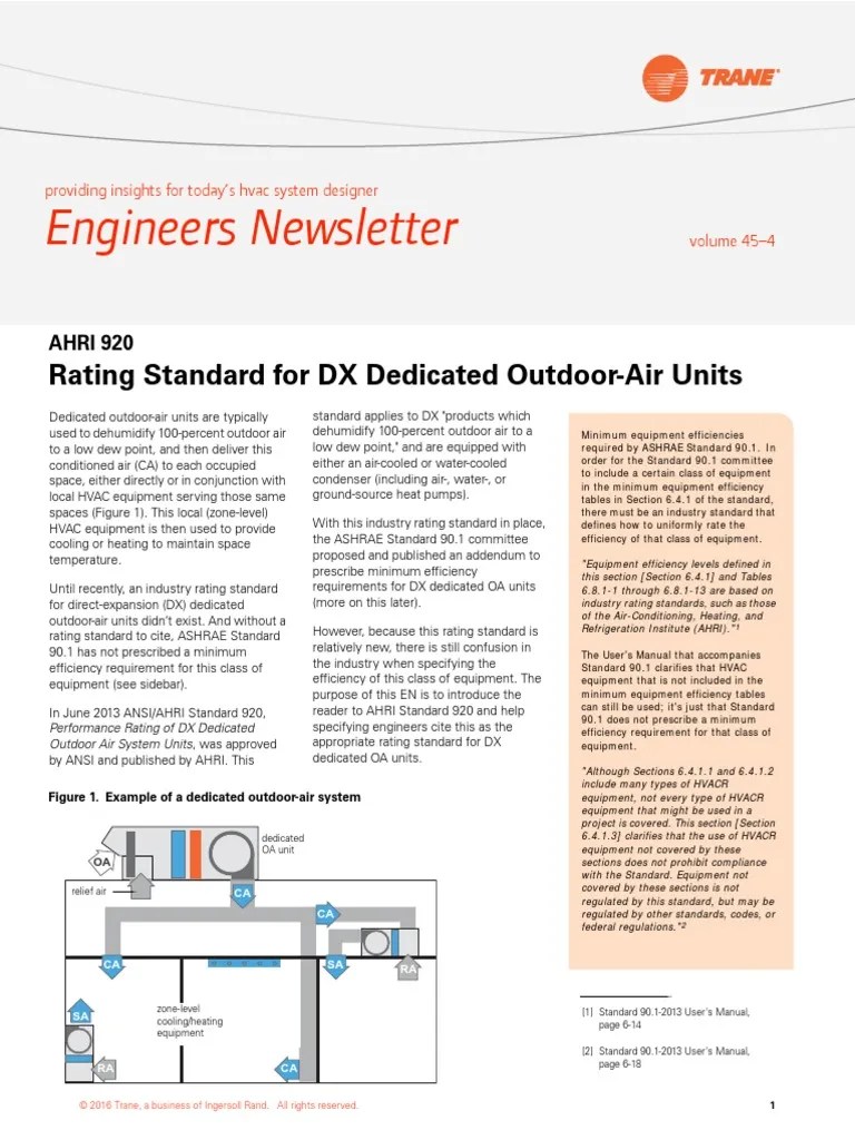 EN 454 AHRI 920Rating Standard For DX Dedicated OutdoorAir Units