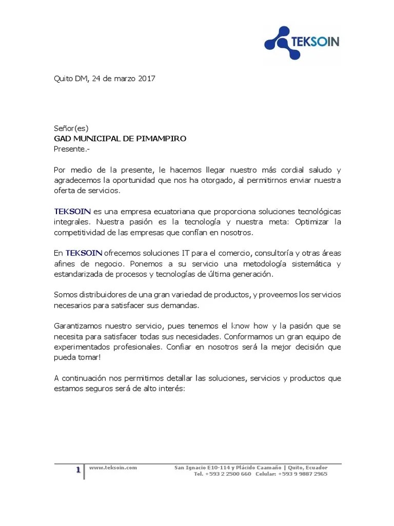 Carta de Presentacion Gad Pimampiro Redes de