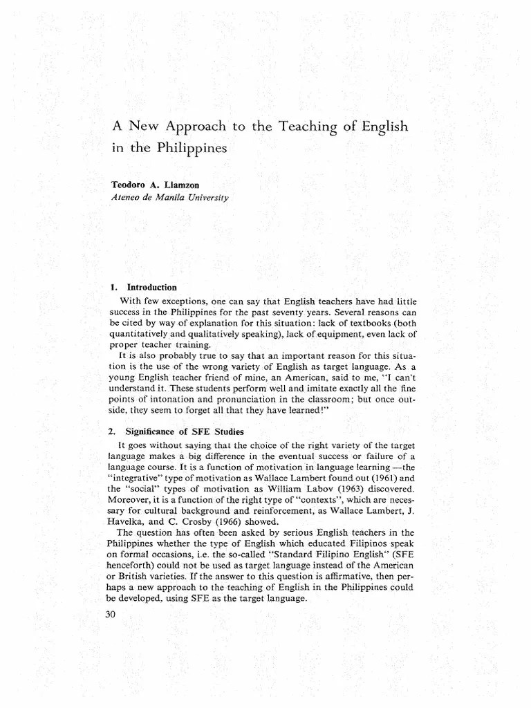 A New Approach To The Teaching of English in The Philippines PDF