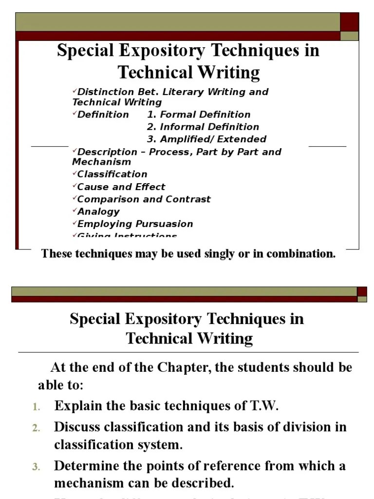 5.Special Expository Techniques in Technical Writing Definition Definition Sentence