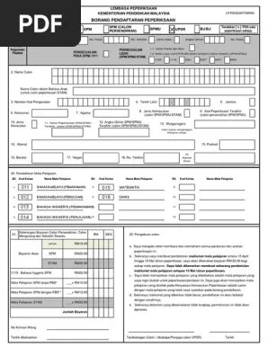 Borang Pendaftaran Upsr 2018