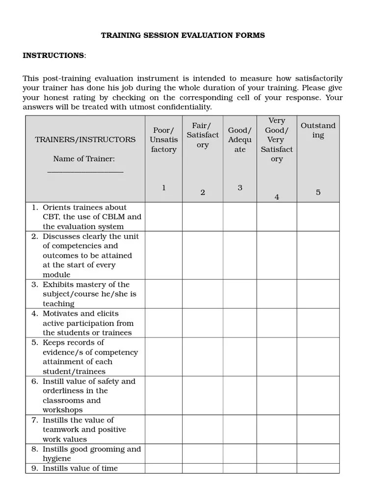 11. TRAINING SESSION EVALUATION FORMS SAMPLE.docx Educational
