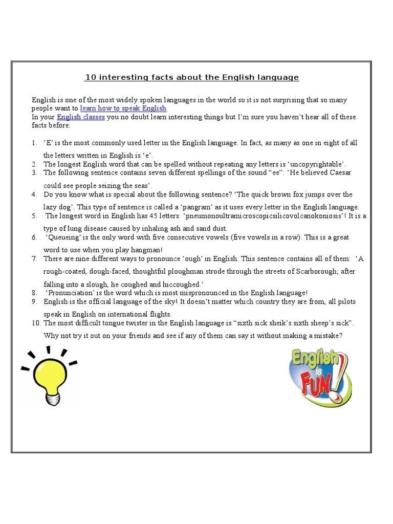 10 Interesting Facts About the English Language