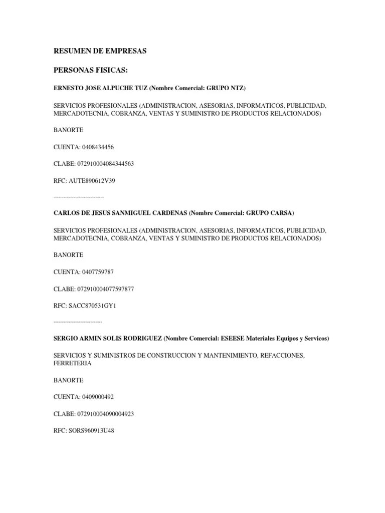 Lista de Empresas Fisicas y Morales 2016