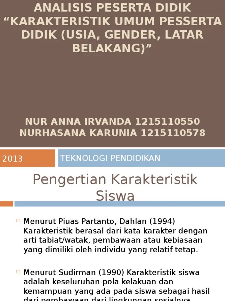 Ppt Karakteristik Umum Peserta Didik