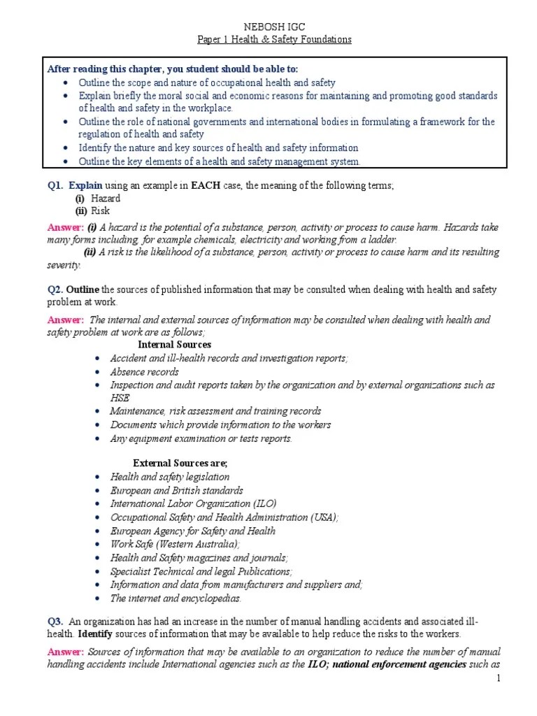 Nebosh question paper.pdf Occupational Safety And Health Safety