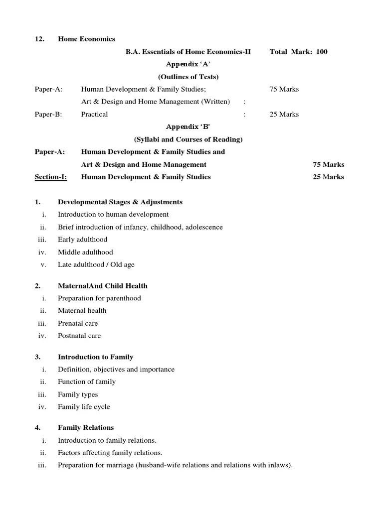Essentials of Home Economics II Developmental Psychology Home Economics
