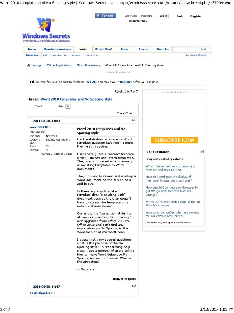 Word 2010 Templates and No Spacing Style _ Windows Secrets Lounge