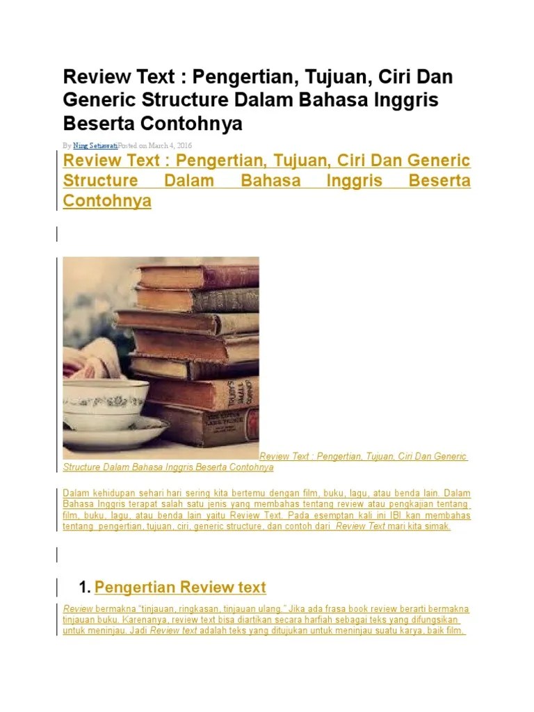 Pengertian Dari Review Text Dalam Bahasa Inggris