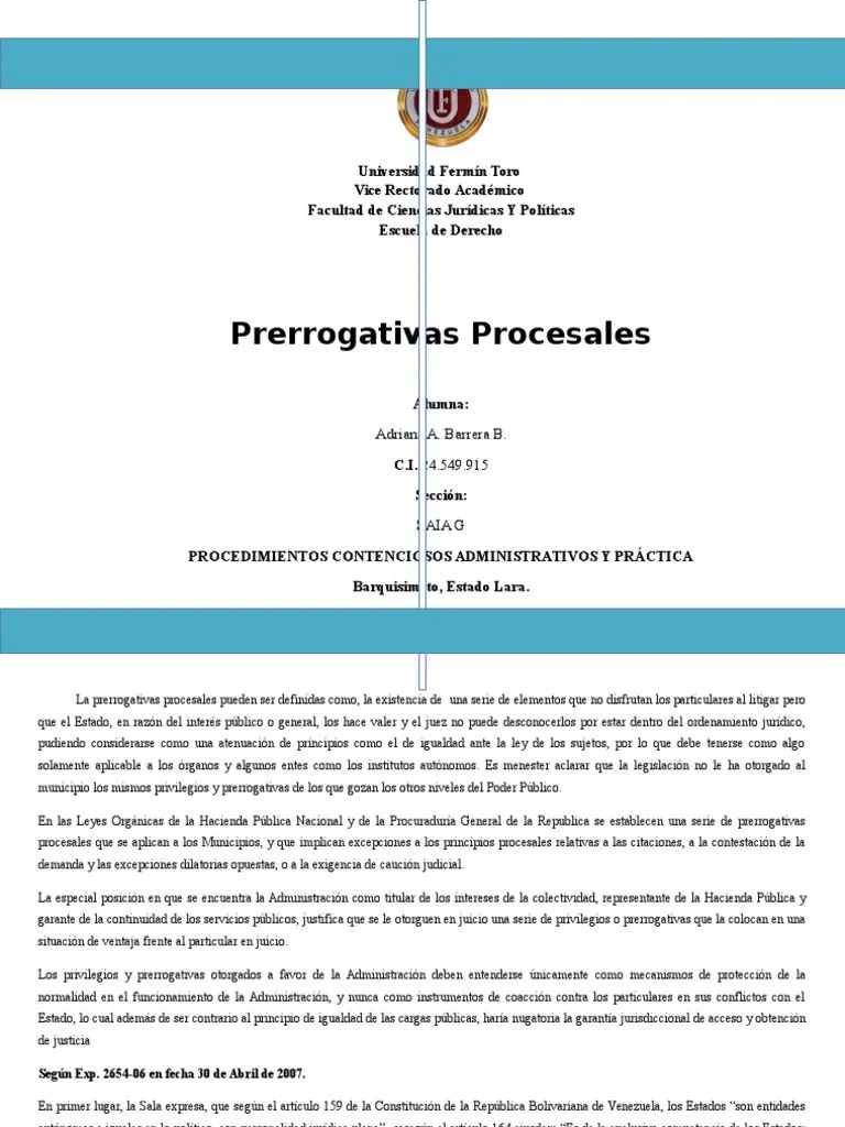 prerrogativas procesales Procedural Law State (Polity)