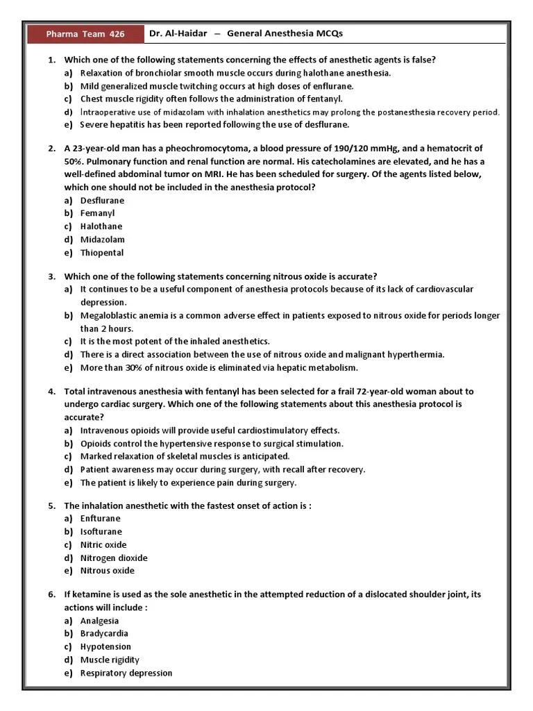 MCQ Anaesthesia.pdf Anesthesia Clinical Medicine(04)