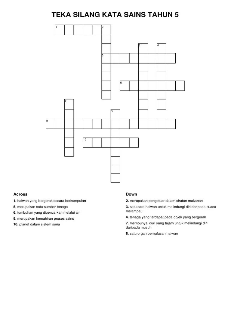 Teka Silang Kata Sains Tahun 5