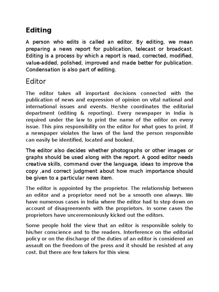 Notes Copy Editing Editing