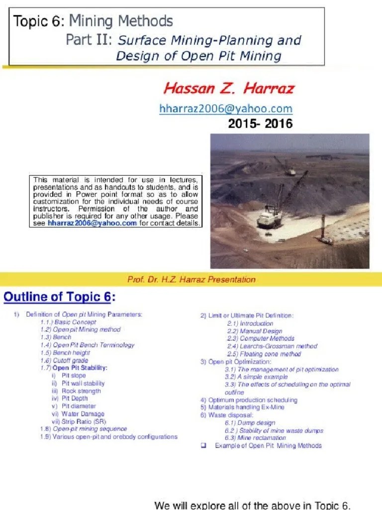 Surface Mining Planning and Design of Open Pit Mining(1)