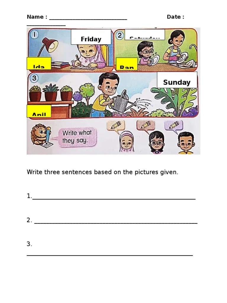 Writing Worksheet Year 1 PDF