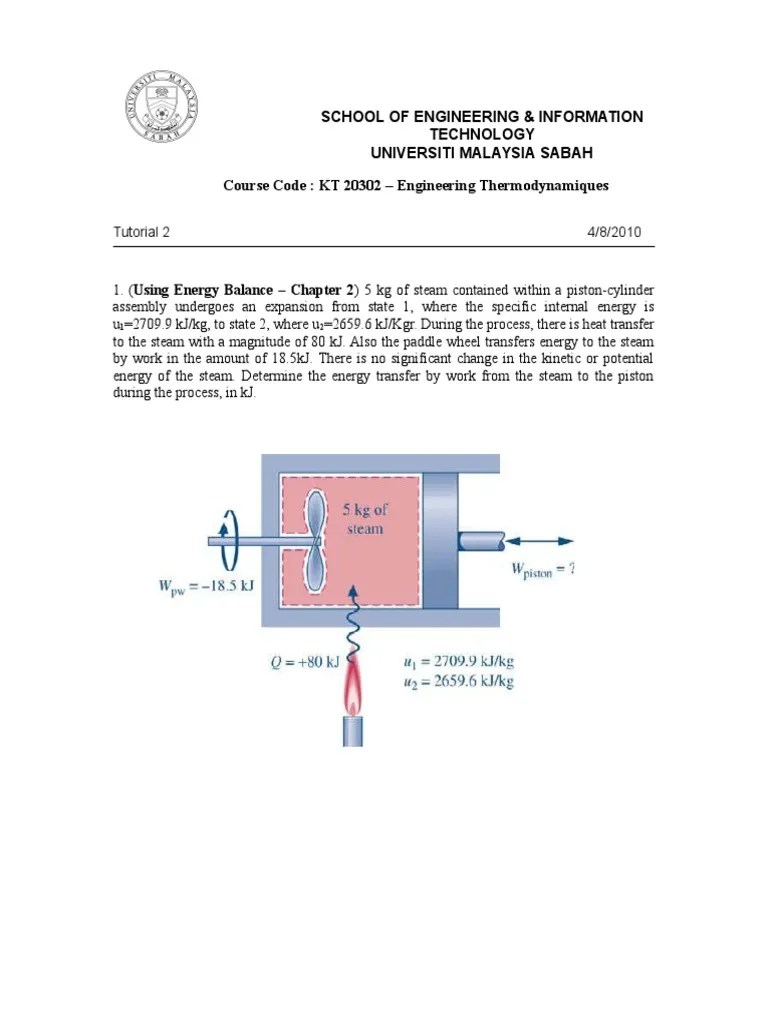 Tutorial 2 Thermodynamics Steam Pressure
