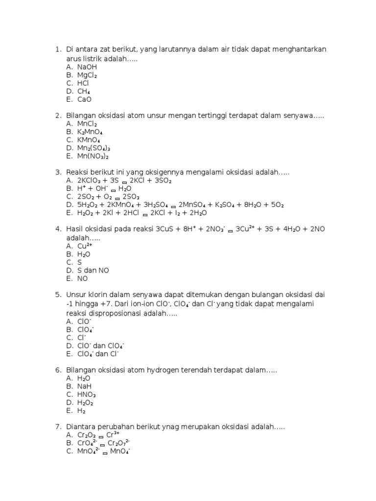 Soal UTS Kimia Kelas 10 (2/4) | PDF