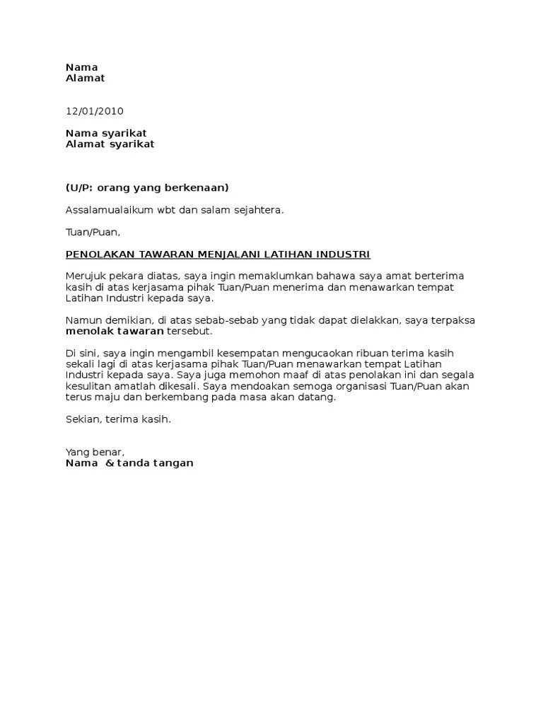 Find out the newest pictures of contoh surat menerima tawaran kerja here,. Contoh Surat Maklum Balas Terima Tawaran Latihan Industri Tobyuti