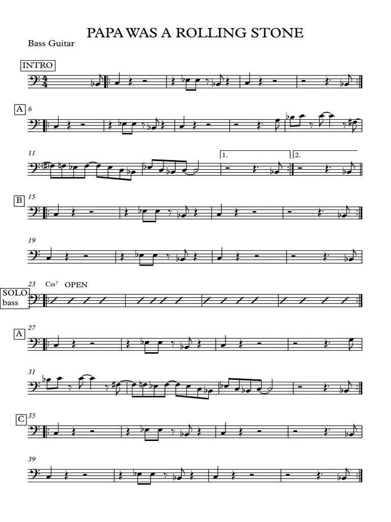 Papa was a rolling stone_bass.pdf Musical Instruments Popular Music