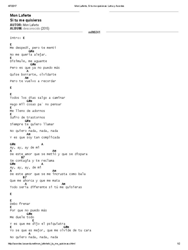 Mon Laferte, Si Tu Me Quisieras_ Letra y Acordes Música grabada