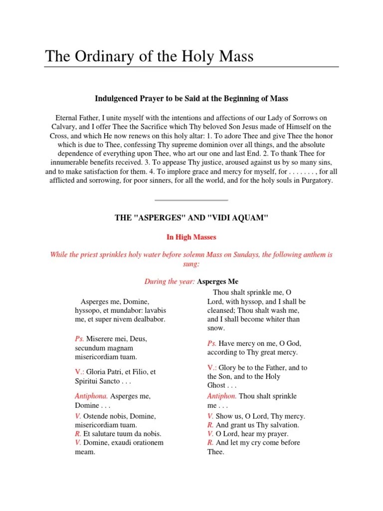 The Ordinary of The Holy Mass Extraordinary Form PDF PDF Eastern